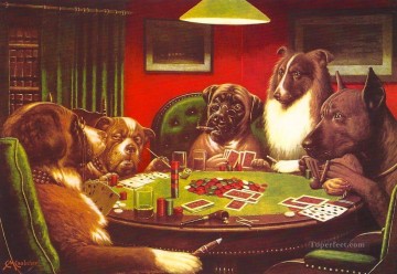Perros jugando al poker rojo Pinturas al óleo